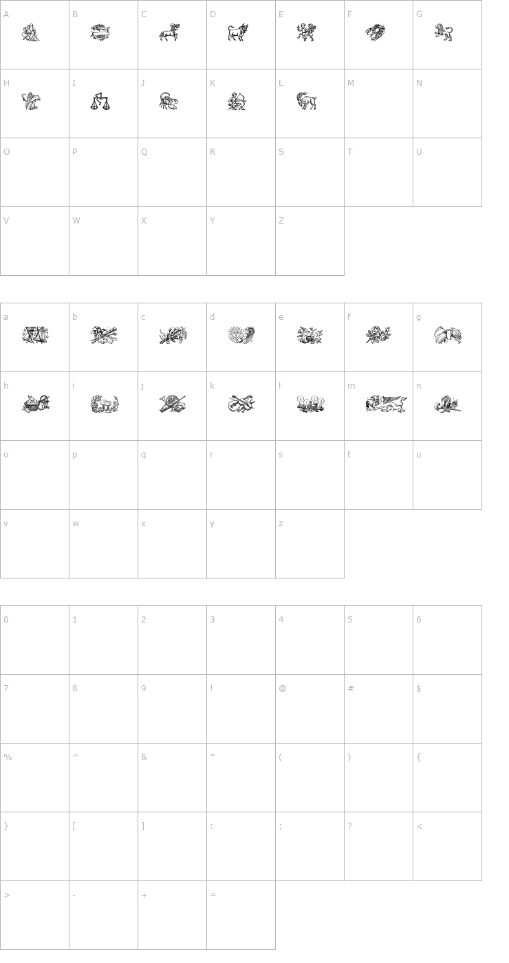 Character Map Jahreskreis OTF Font