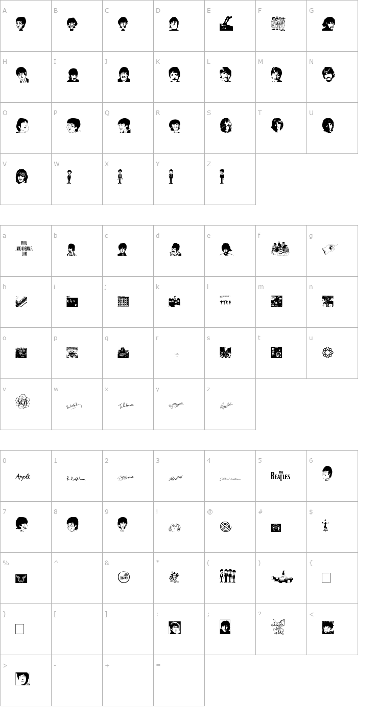 Character Map Jamon del Mar Font