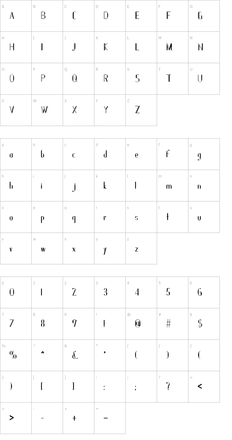 Character Map Janesville 51 Bold Font