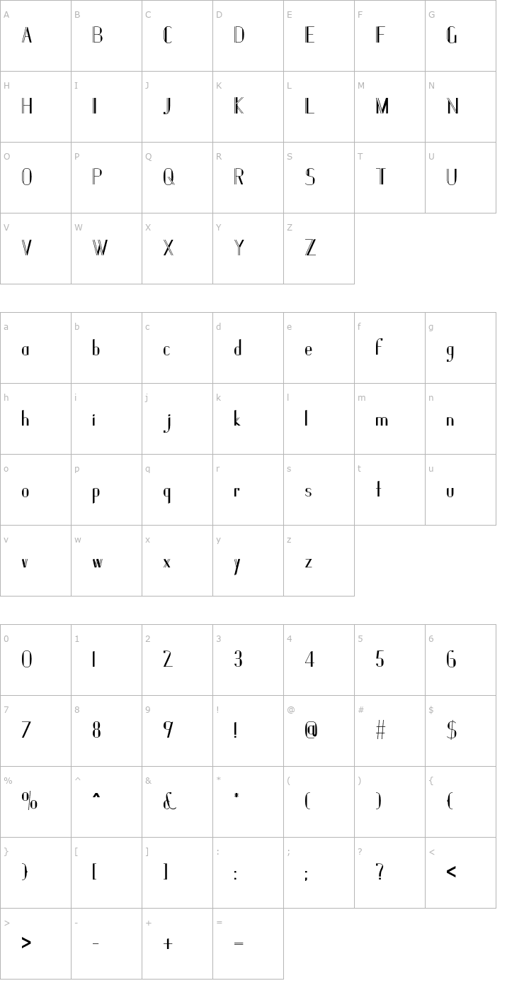 Character Map Janesville 51 Bold OTF Font