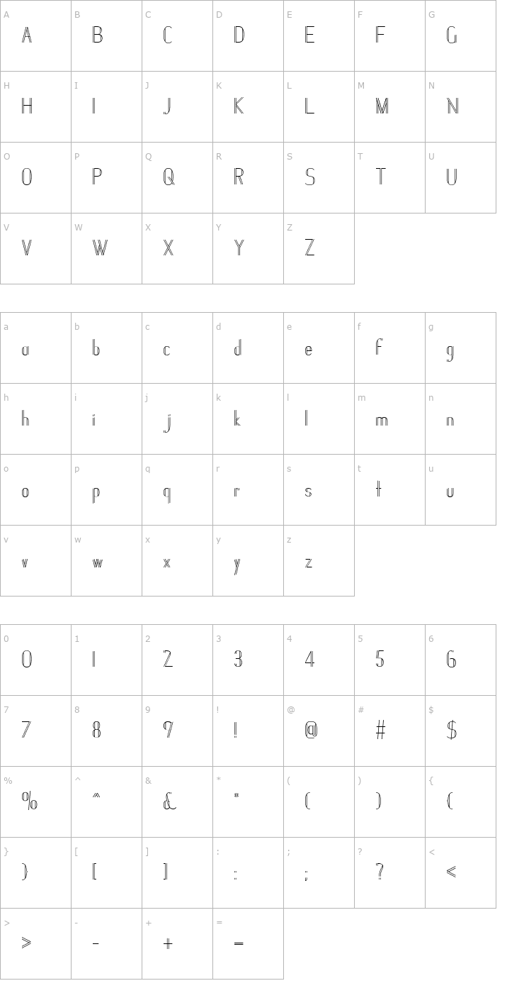 Character Map Janesville 51 Font