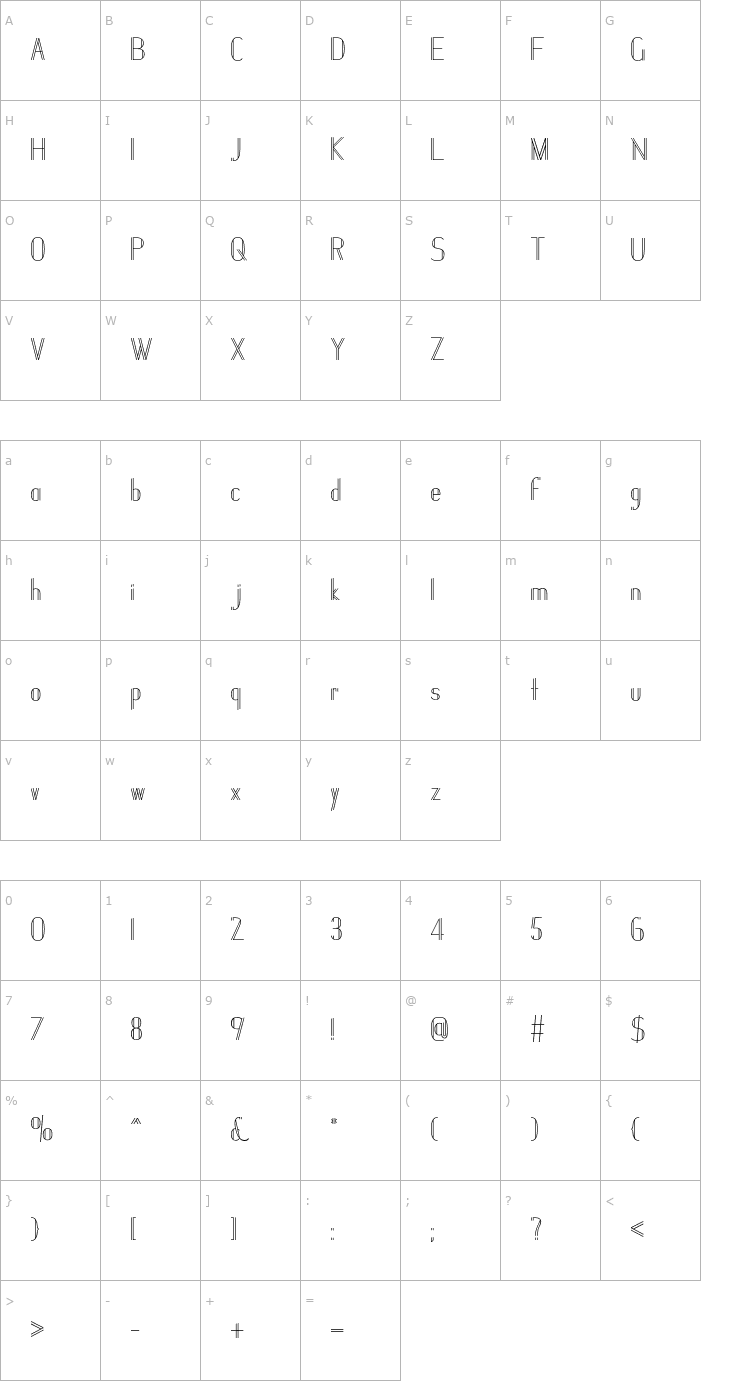 Character Map Janesville 51 OTF Font