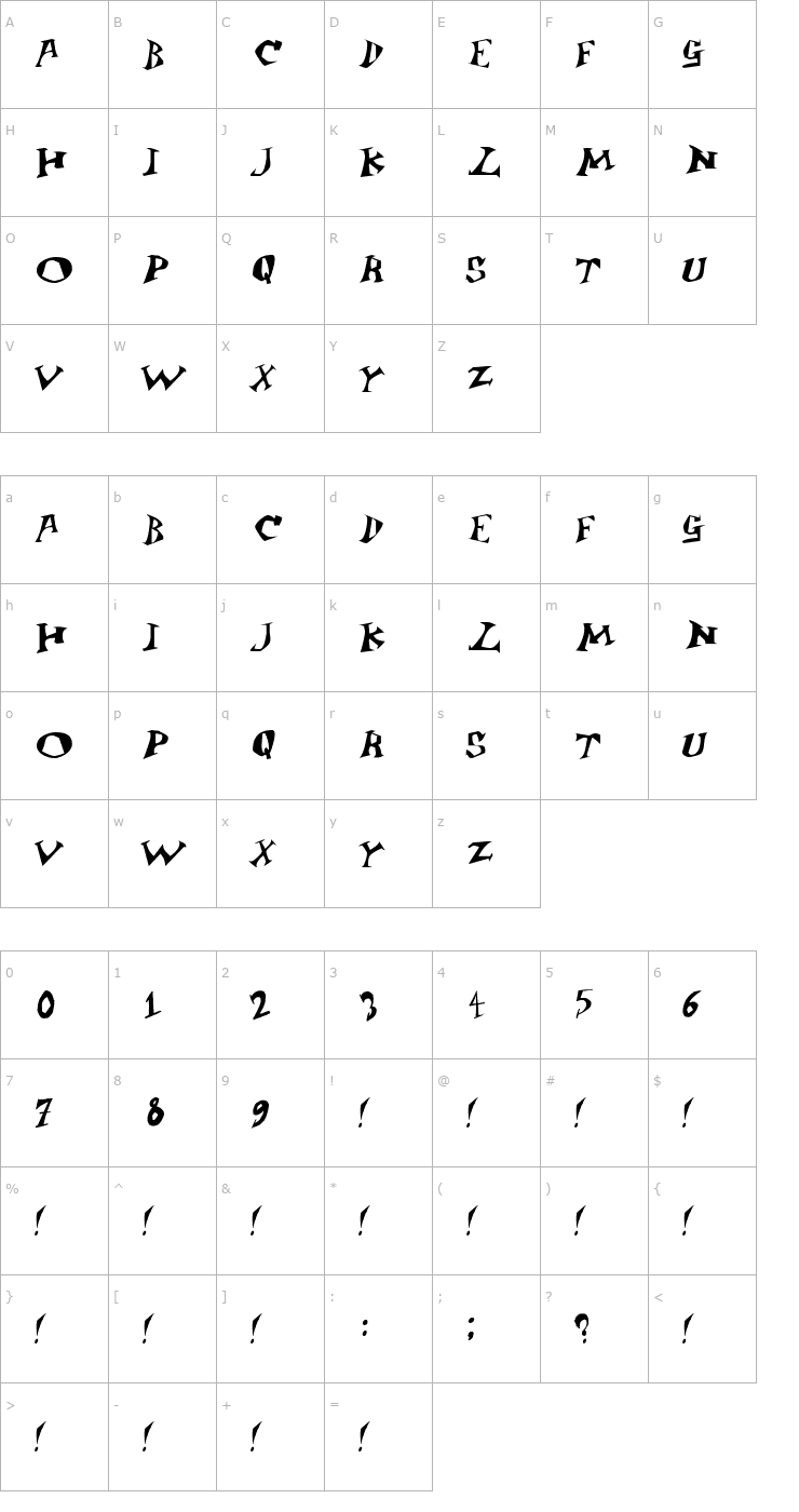 Character Map Jangly Bounce Font