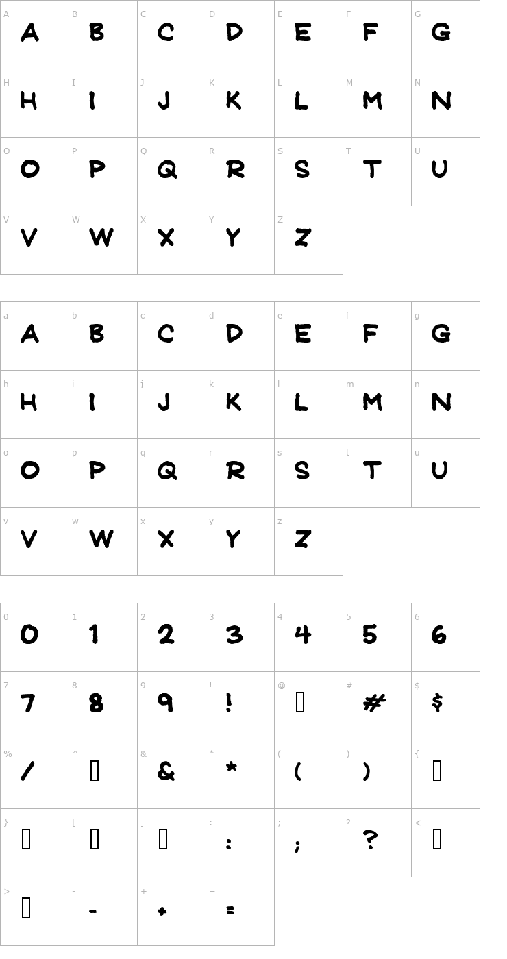 Character Map Jeffrey Print JL Font