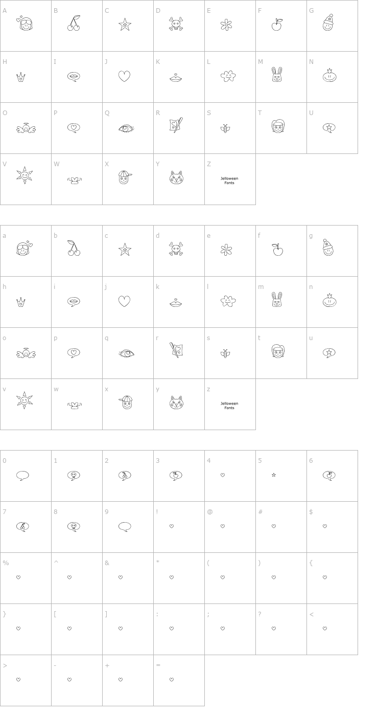 Character Map Jellodings OTF Font