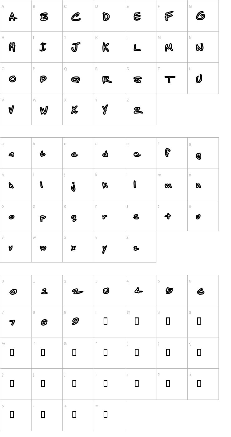 Character Map Jenkins Albino Font