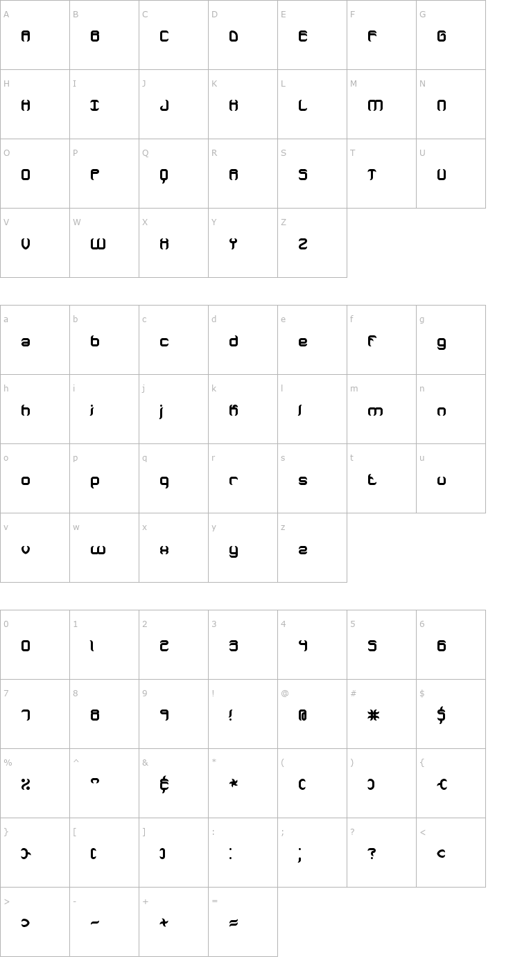 Character Map Jeopardize Thick BRK Font