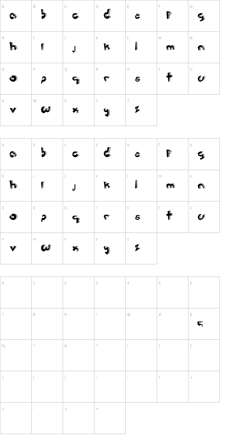 Character Map Jerónimo Cartoon Font