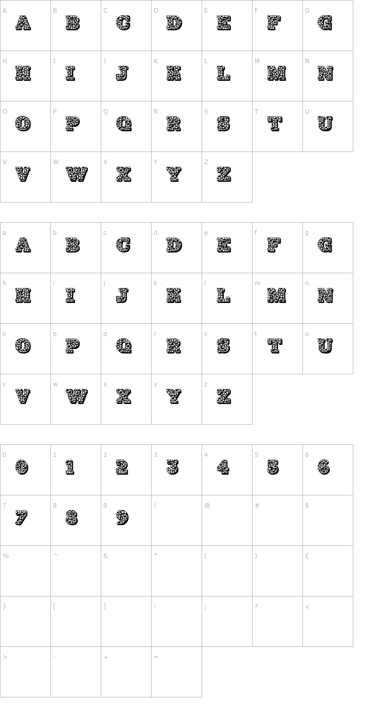 Character Map JFHollyNites Font