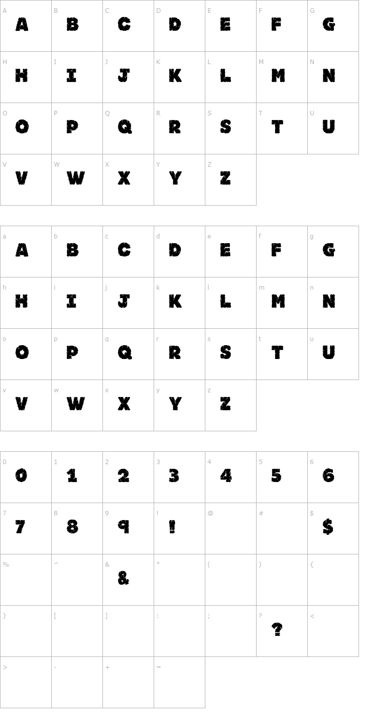 Character Map JFRockSolid Font