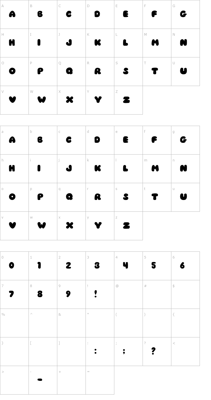 Character Map JI Chubby Caps Font