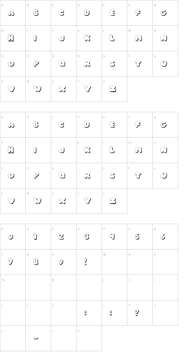 Character Map JI Chunky Caps Font