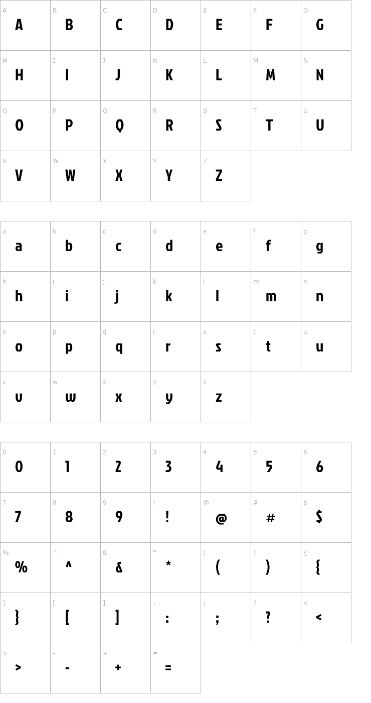 Character Map Jockey One Font