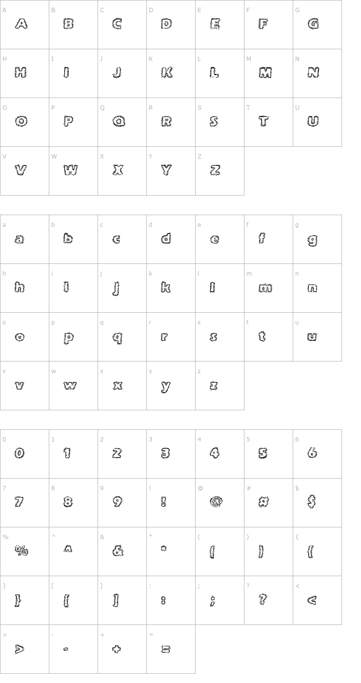 Character Map Jolt Of Caffeine Font