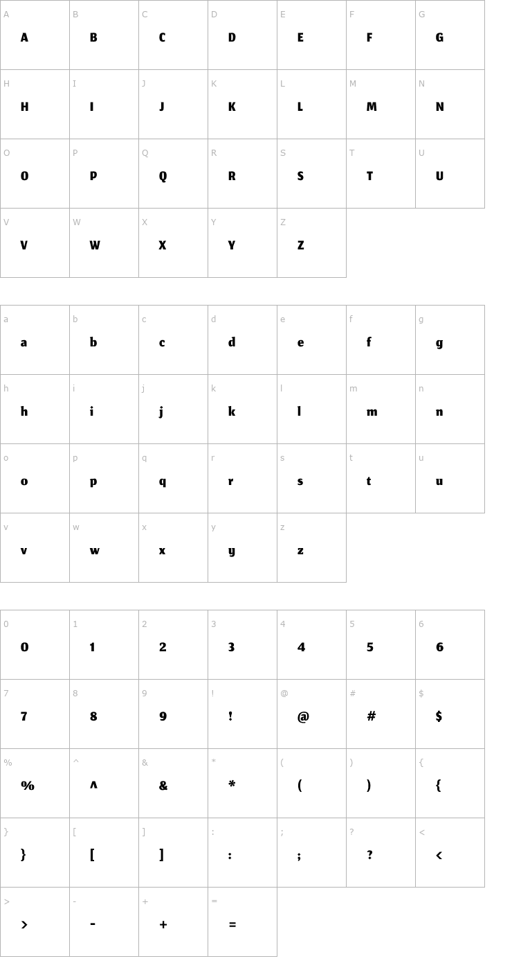 Character Map Jomhuria Font