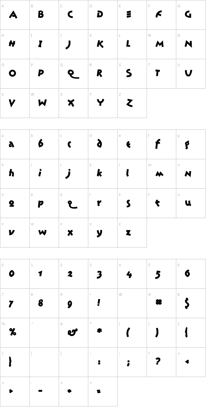 Character Map Jonas-Bold Font