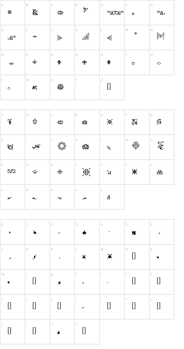 Character Map JournalDingbatsFiveSSi Font