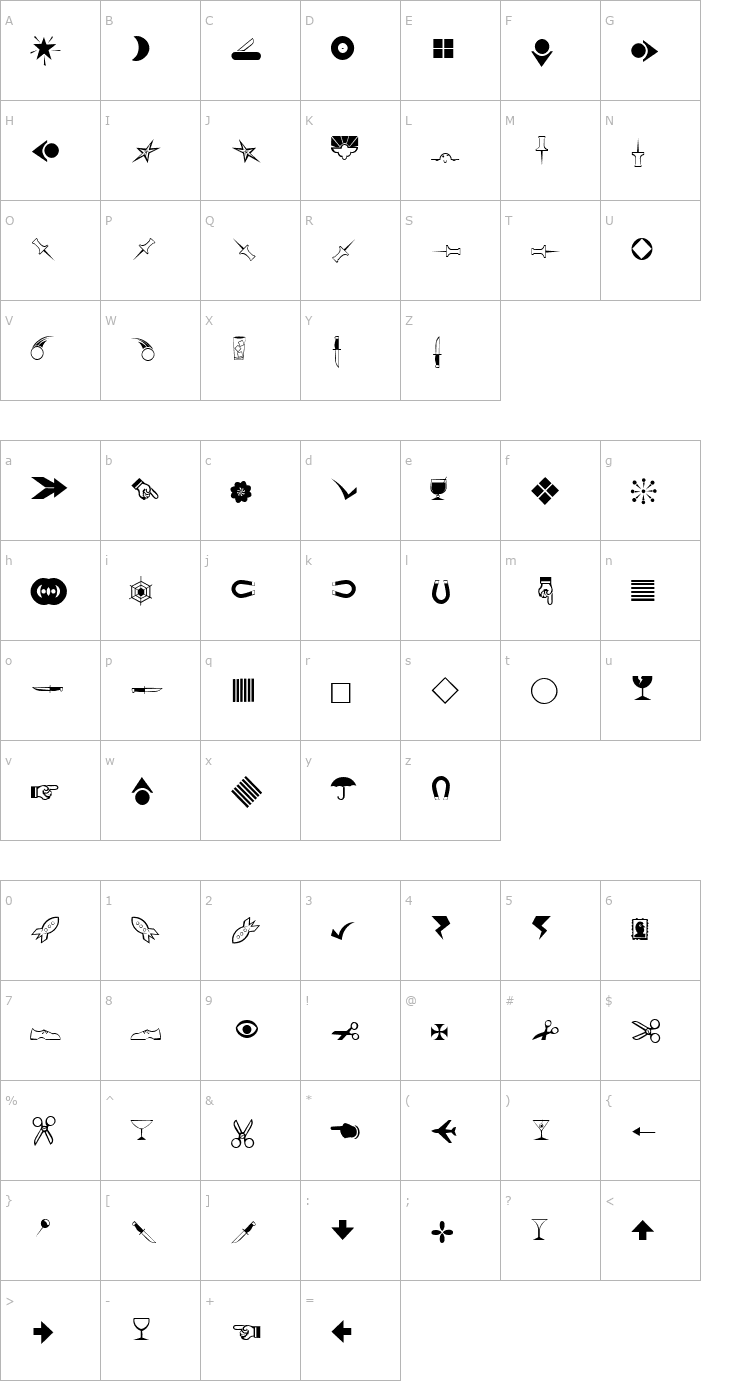 Character Map JournalDingbatsNineSSi Font