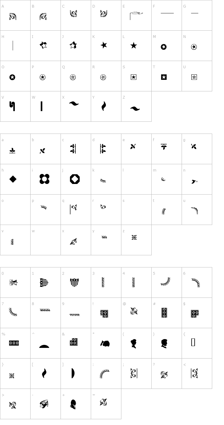 Character Map JournalDingbatsOneSSi Font