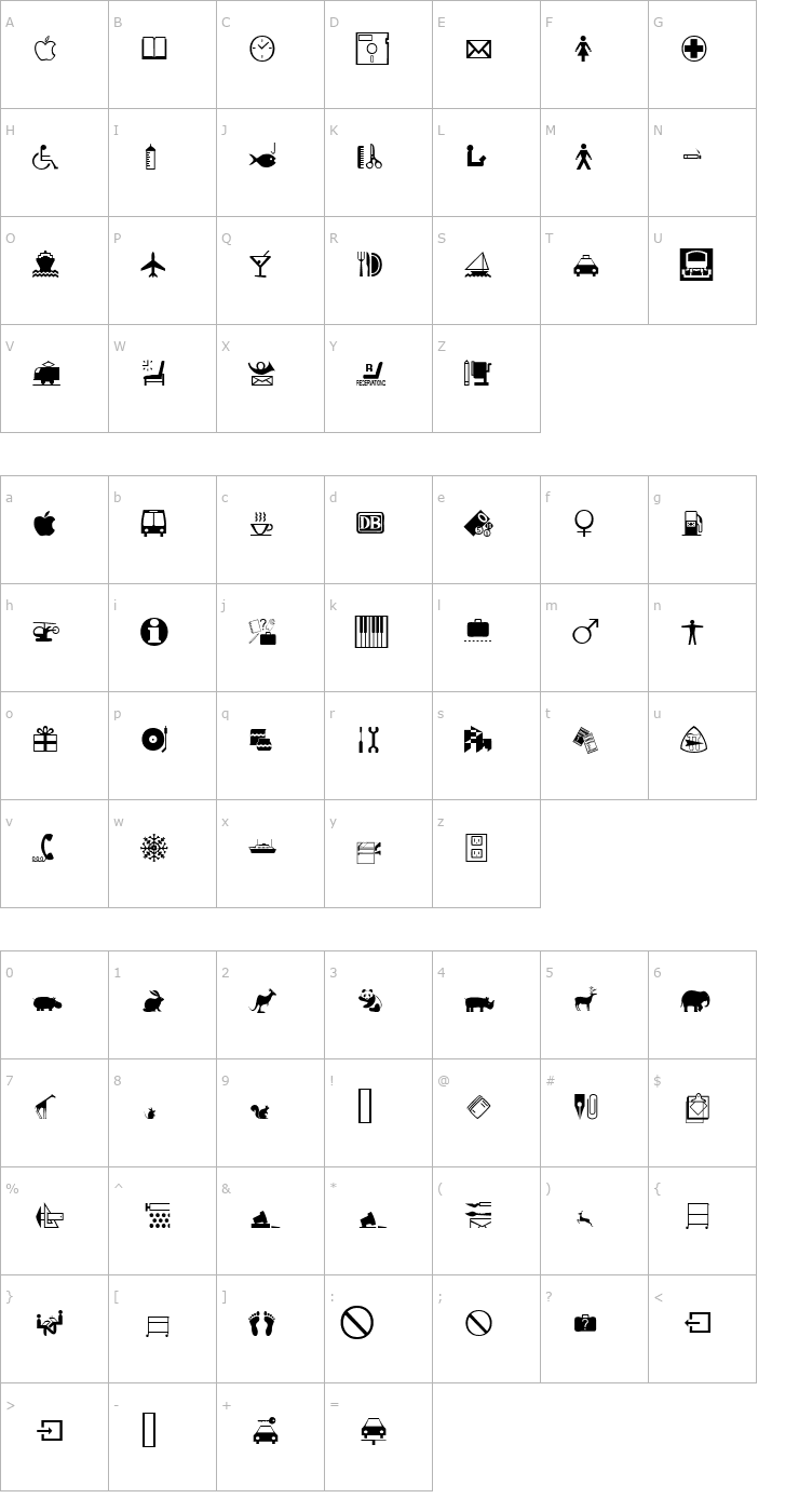 Character Map JournalDingbatsSevenSSi Font