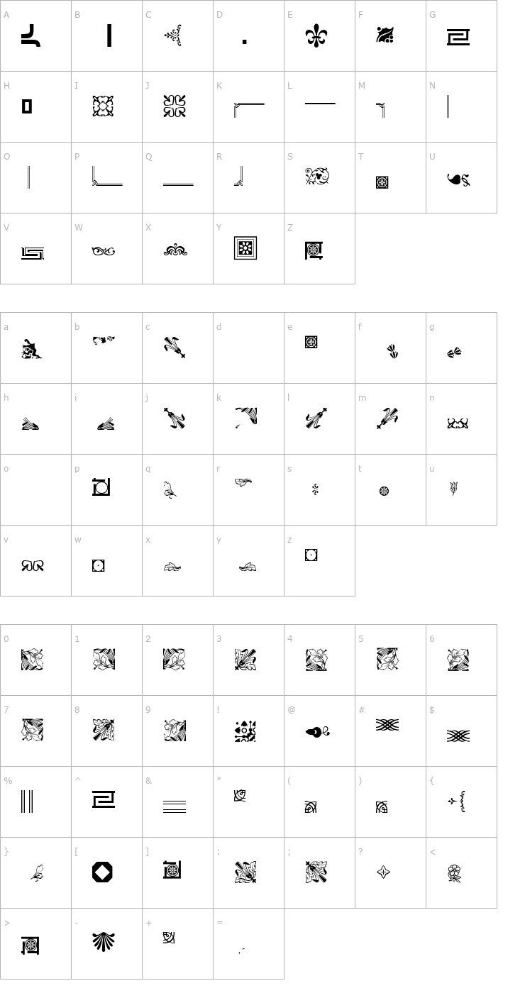 Character Map JournalDingbatsTwoSSi Font