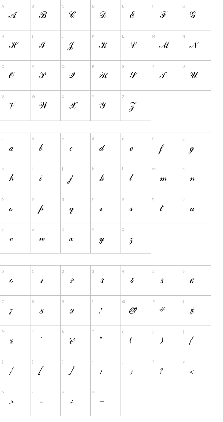 Character Map JournalScriptSSK Font