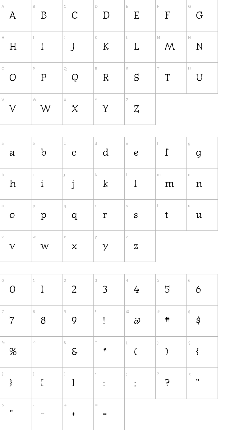 Character Map JournalText Font