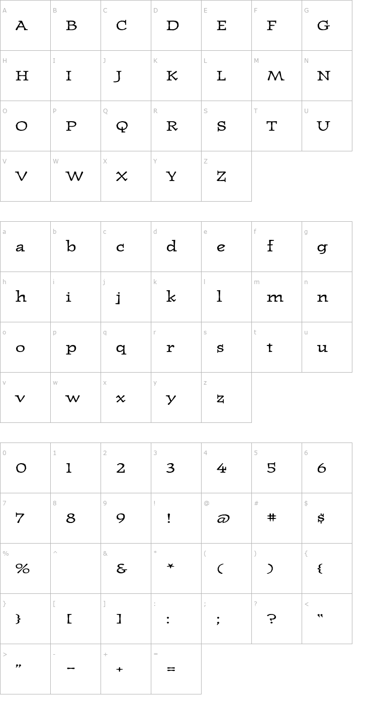 Character Map JournalUltra Medium Font