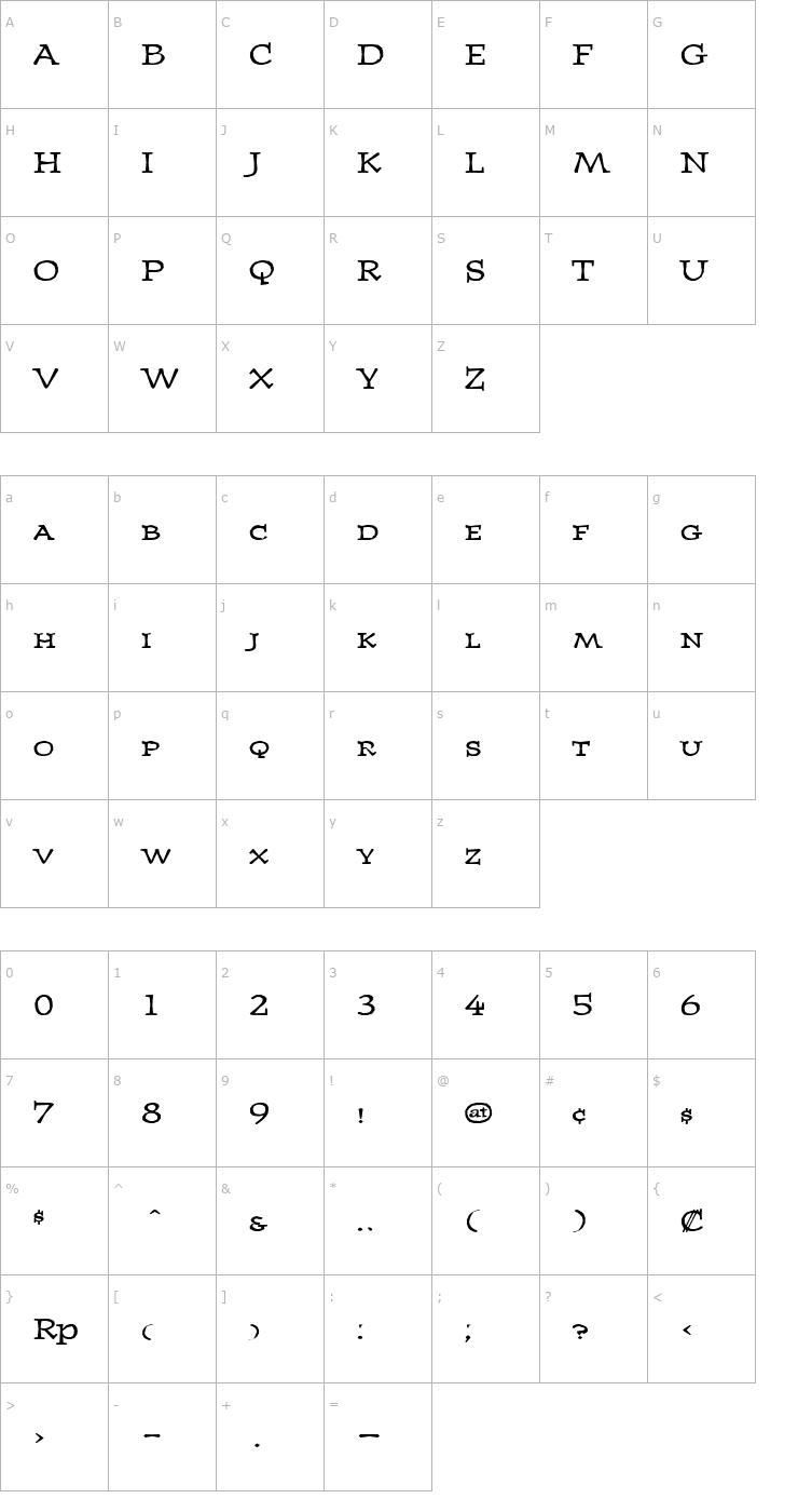 Character Map JournalUltraSmallcaps Font