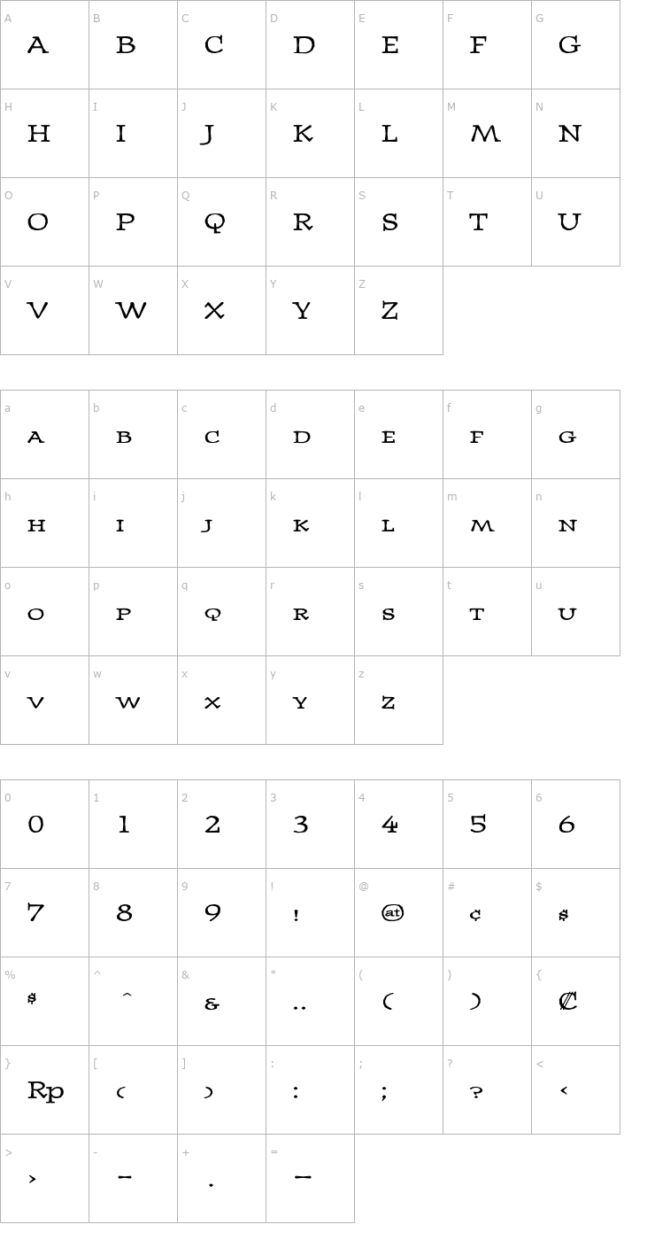 Character Map JournalUltraSmallcaps Medium Font