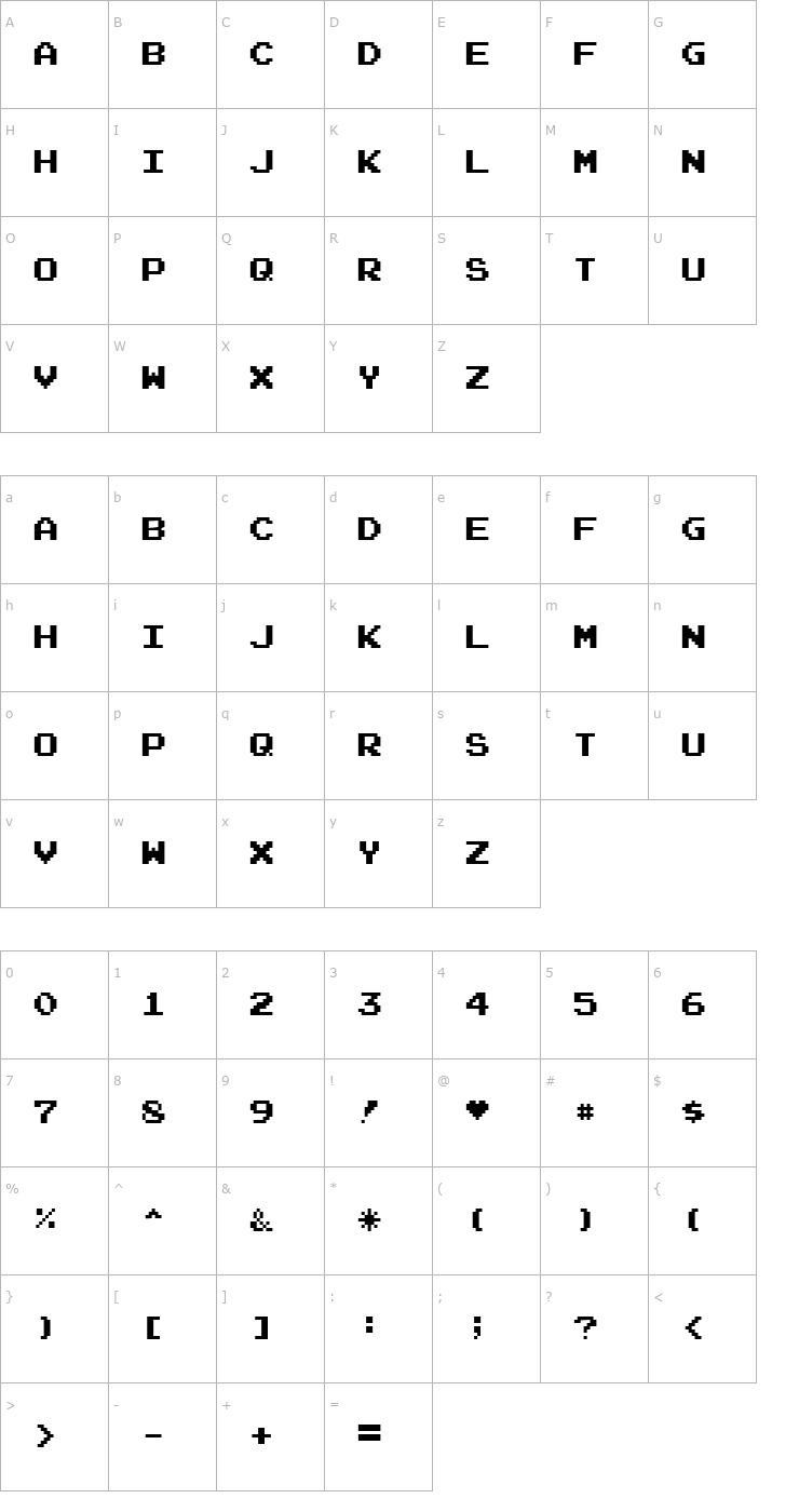 Character Map Joystix Font