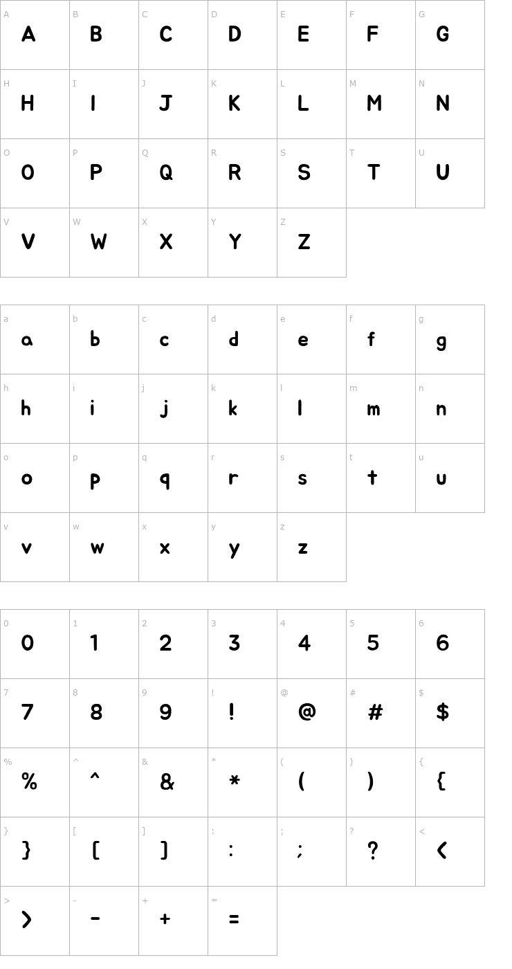 Character Map Jua Font