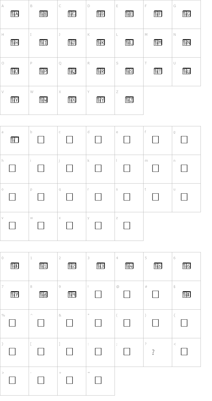 Character Map Jumble Book Font