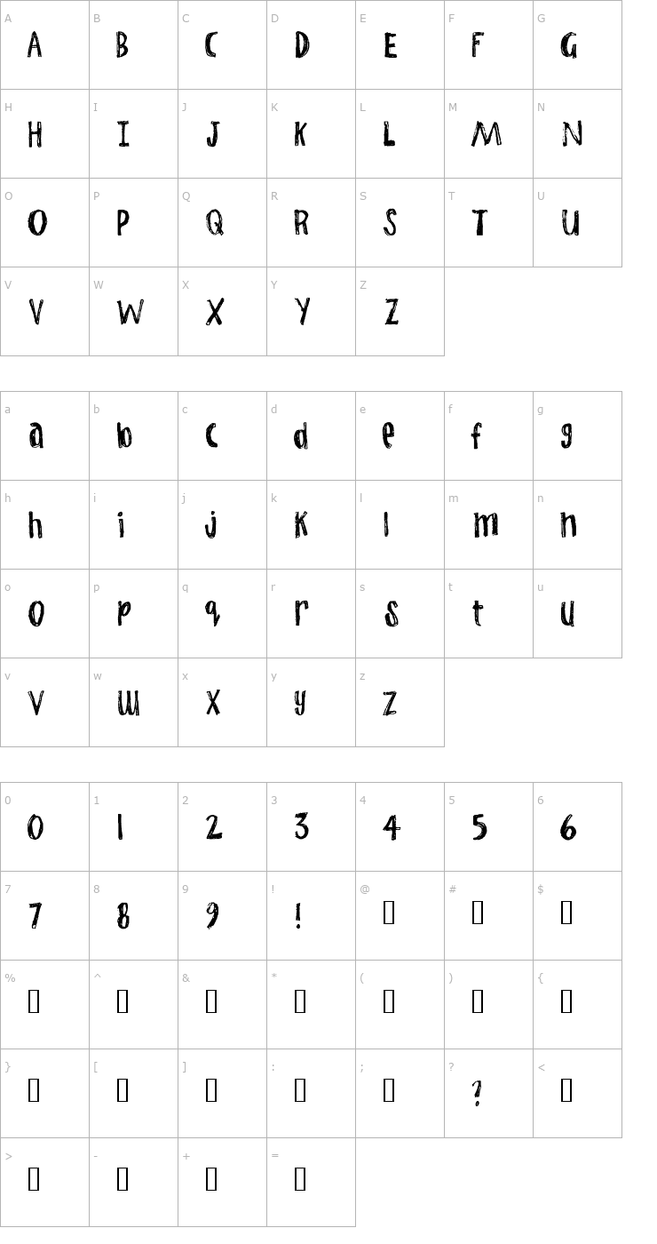 Character Map Jump Start Font