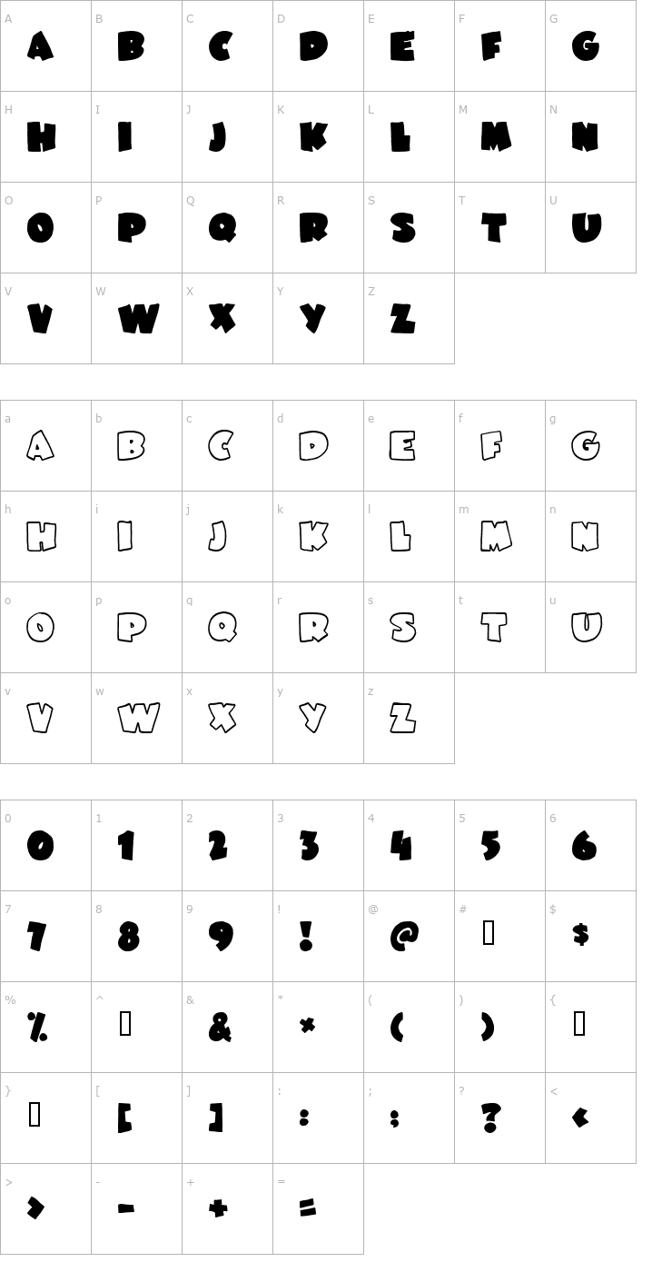 Character Map JuneBug Font