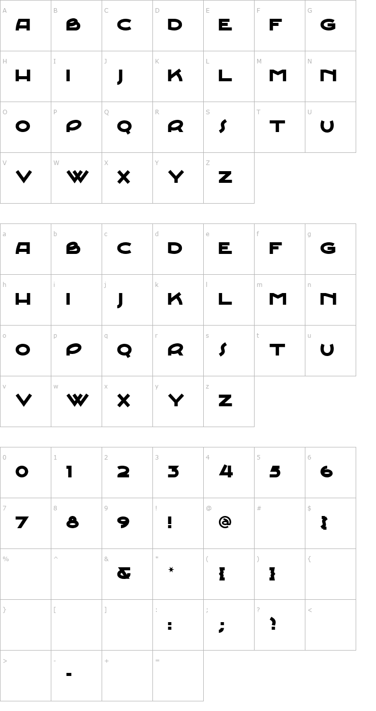 Character Map JunebugStompNF ExtraBold Font