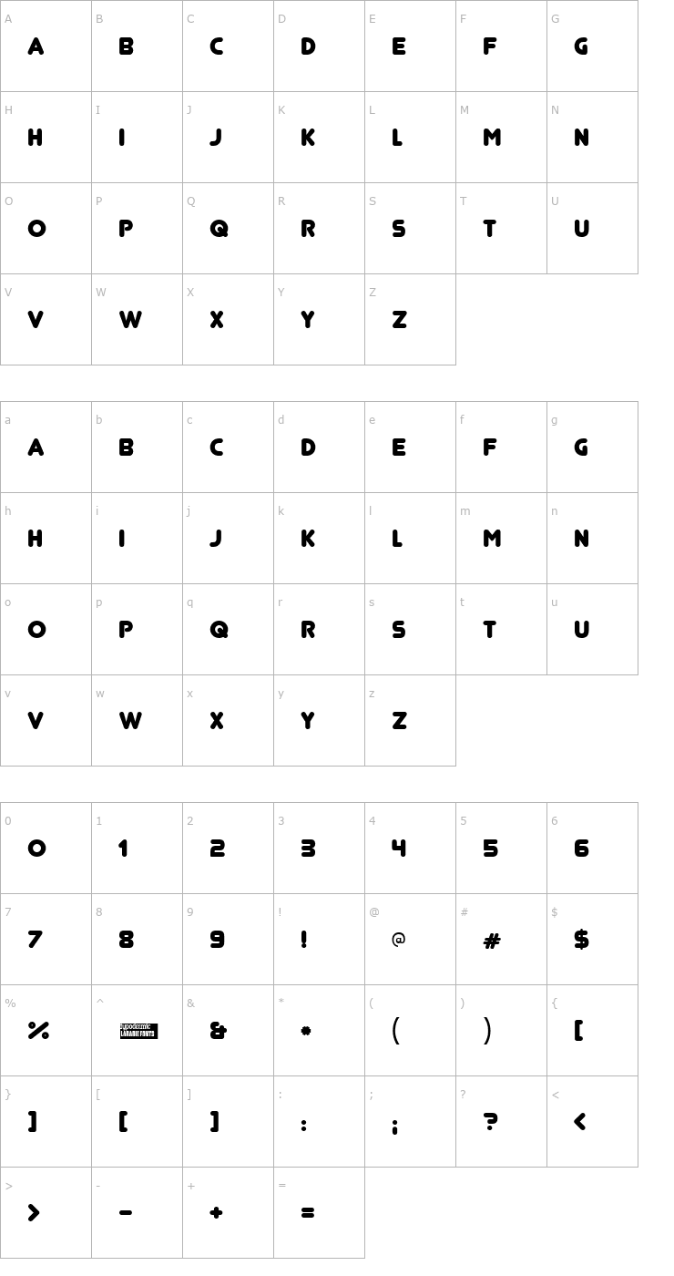 Character Map Junegull Font