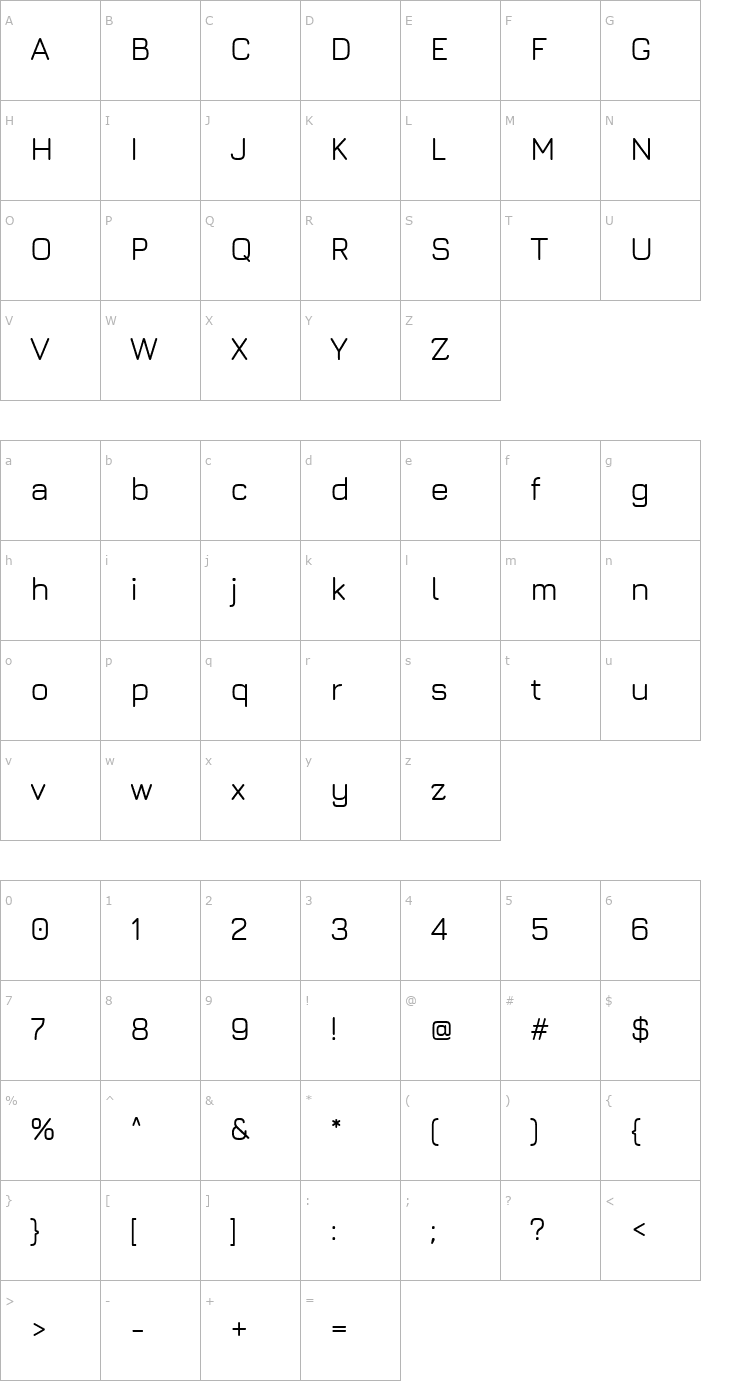 Character Map Jura Medium Font