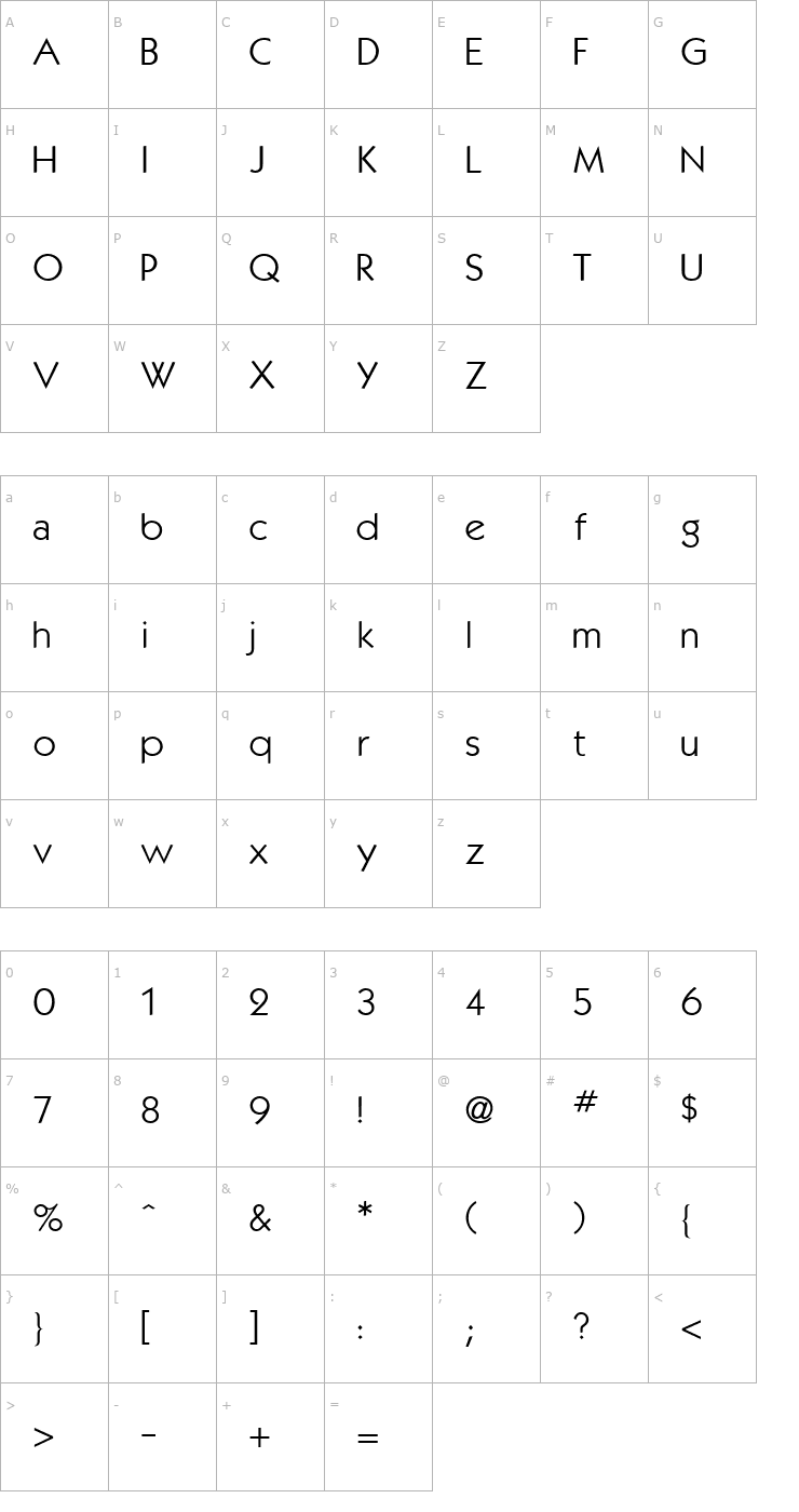 Character Map KabanaBook Font