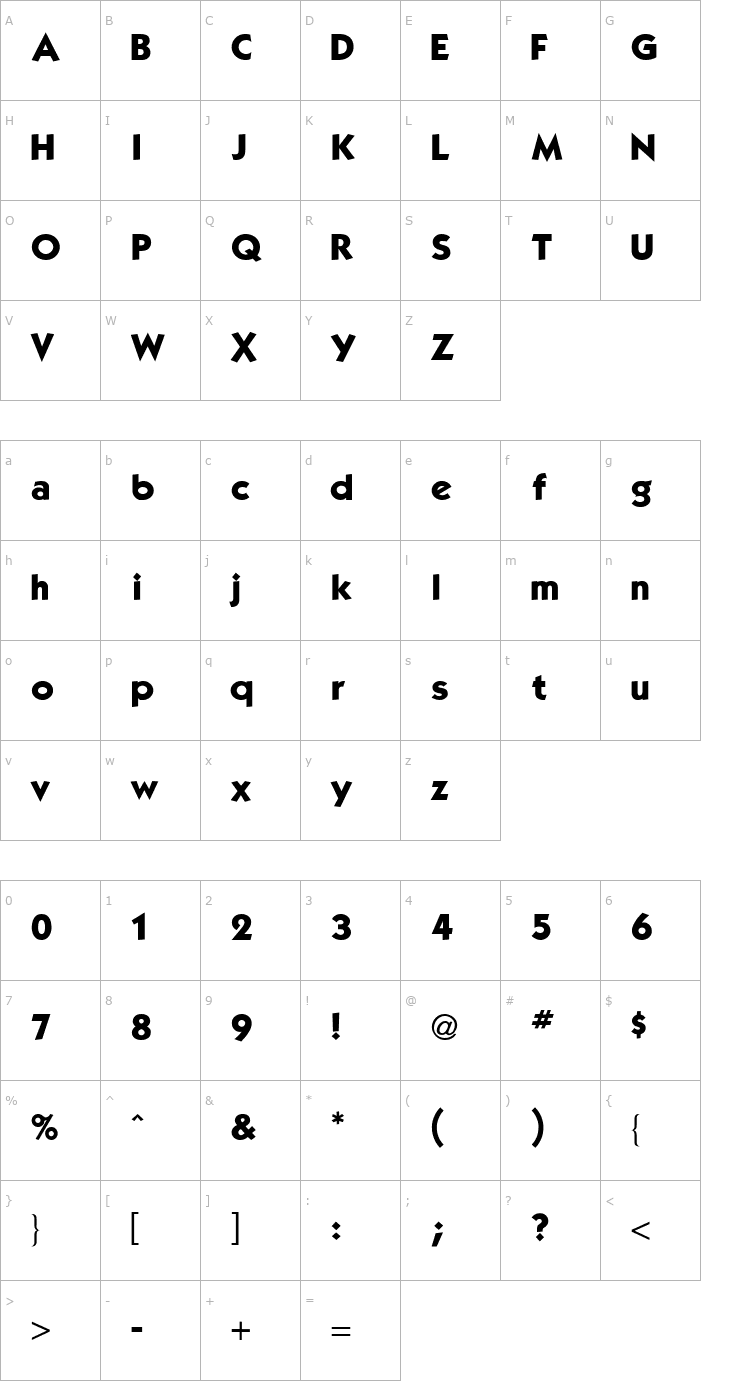 Character Map Kabel Book Font