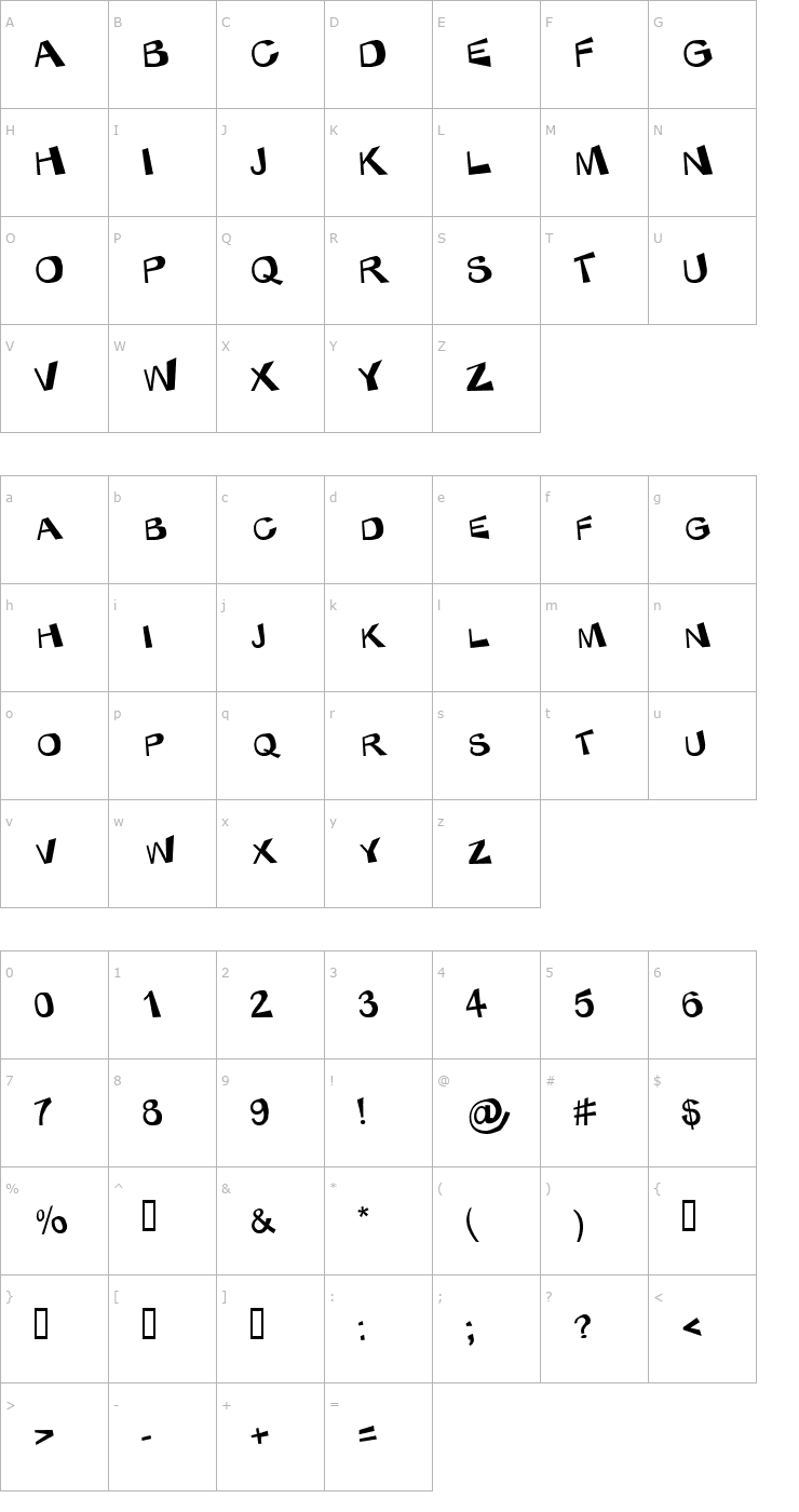 Character Map KaBlam! Font