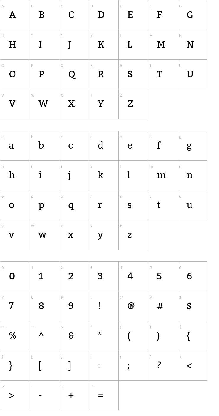 Character Map Kadwa Font