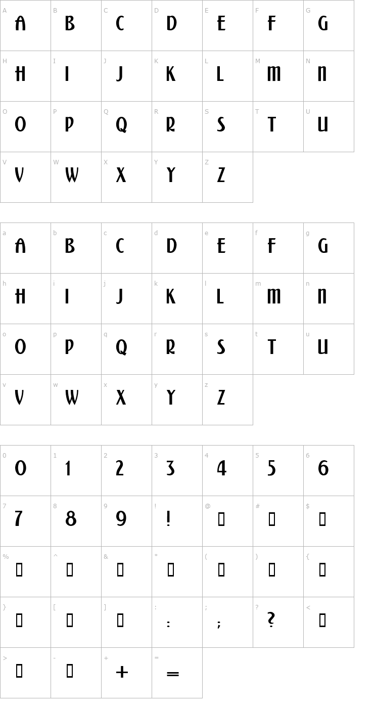 Character Map Kalenderblatt Grotesk Font