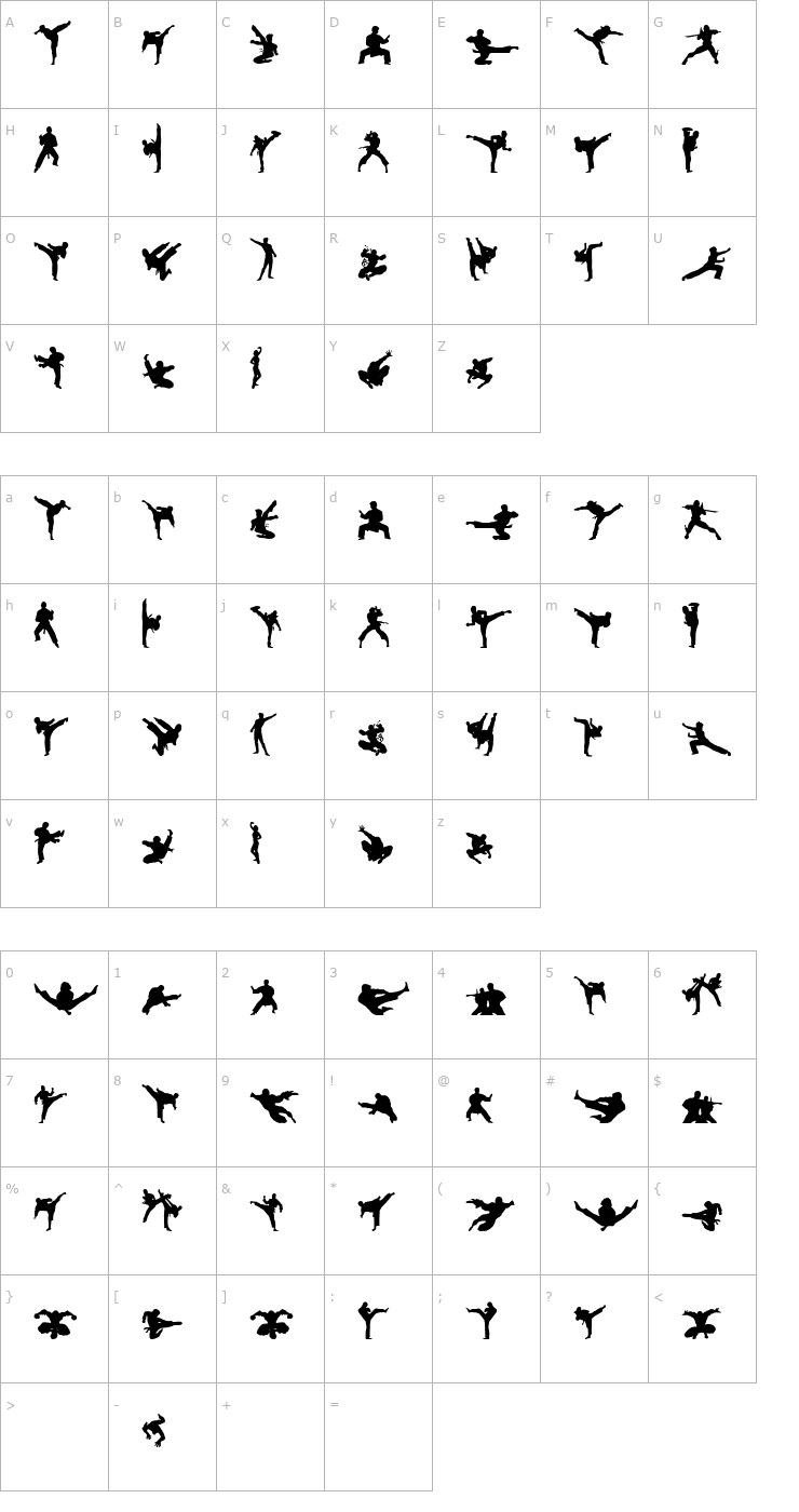 Character Map Karate Chop Font