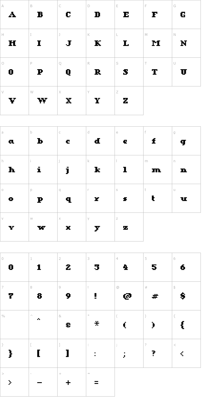 Character Map KareSixDotsSerif-Bold Font