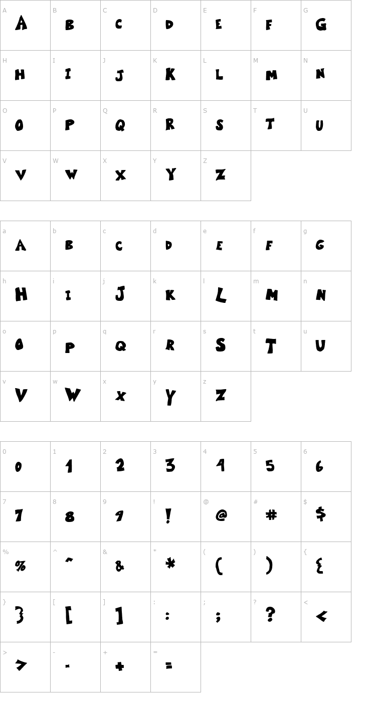 Character Map Kartoone Solid Font