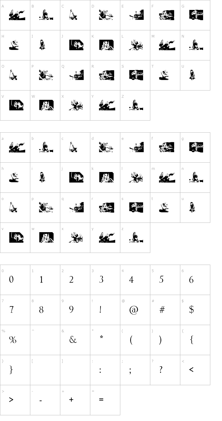 Character Map Karyna Feet Font