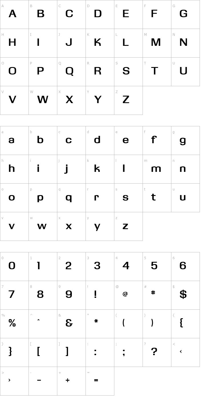 Character Map KasseFLF-Bold Font