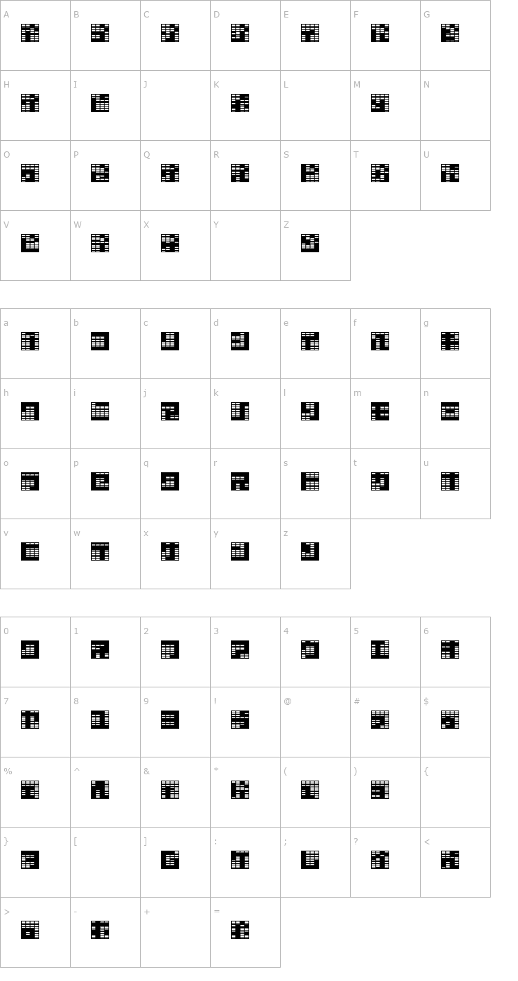 Character Map Katakana, block Font