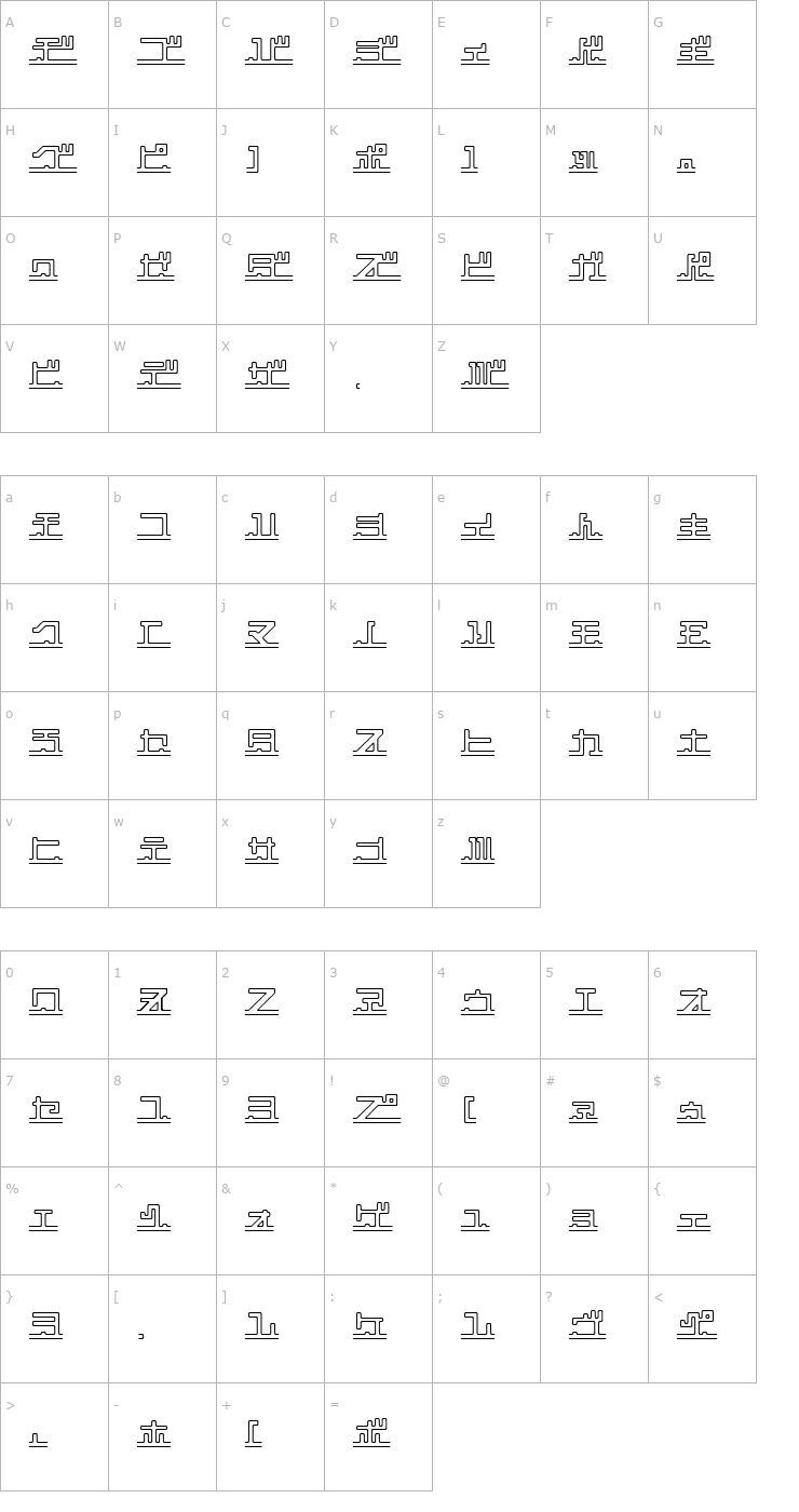 Character Map Katakana, pipe Font